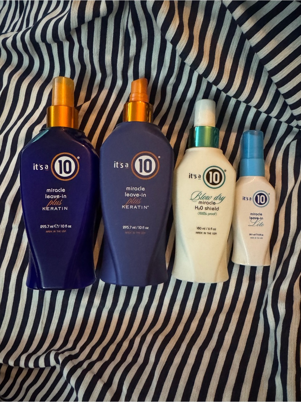 It’s a 10 lot -miracle leave in + keratin x2, blow dry shield, leave in lite